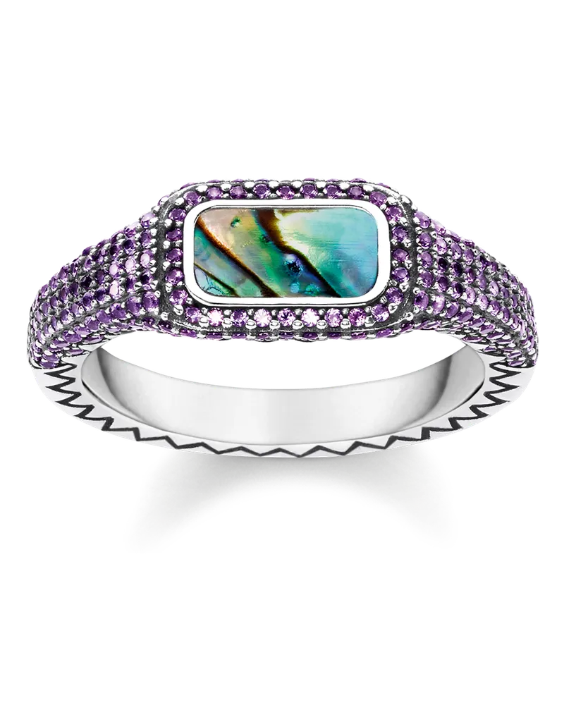 Thomas Sabo Damen Ring Farbenspiel lila, Sterlingsilber geschwärzt Silberfarben