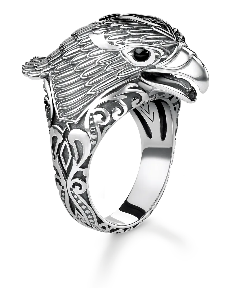 Thomas Sabo Herren Ring Adler, Sterlingsilber Schwarz