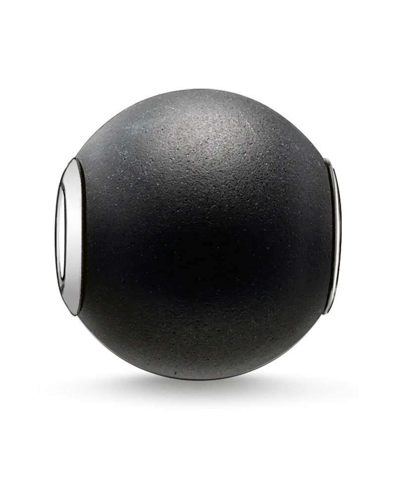 Thomas Sabo Herren Bead Obsidian mattiert, Sterlingsilber, Karma Beads Schwarz
