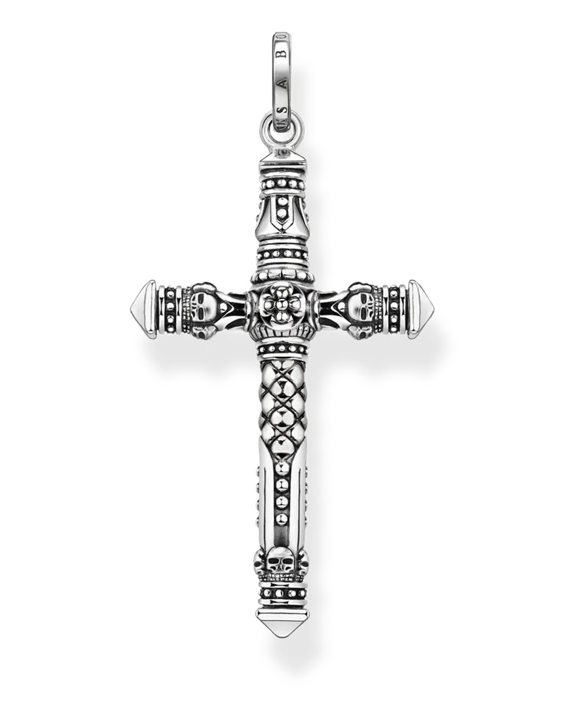 Thomas Sabo Herren Anhänger Kreuz silber, Sterlingsilber geschwärzt Silberfarben