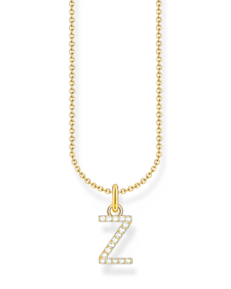 Thomas Sabo Damen Kette mit Buchstaben-Anhänger Z vergoldet, Sterlingsilber Gelbgold vergoldet, Charming Collection Gelbgoldfarben
