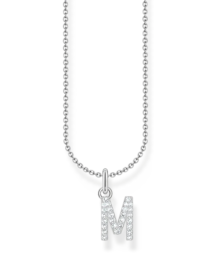 Thomas Sabo Damen Kette mit Buchstaben-Anhänger M Silber, Sterlingsilber, Charming Collection Silberfarben