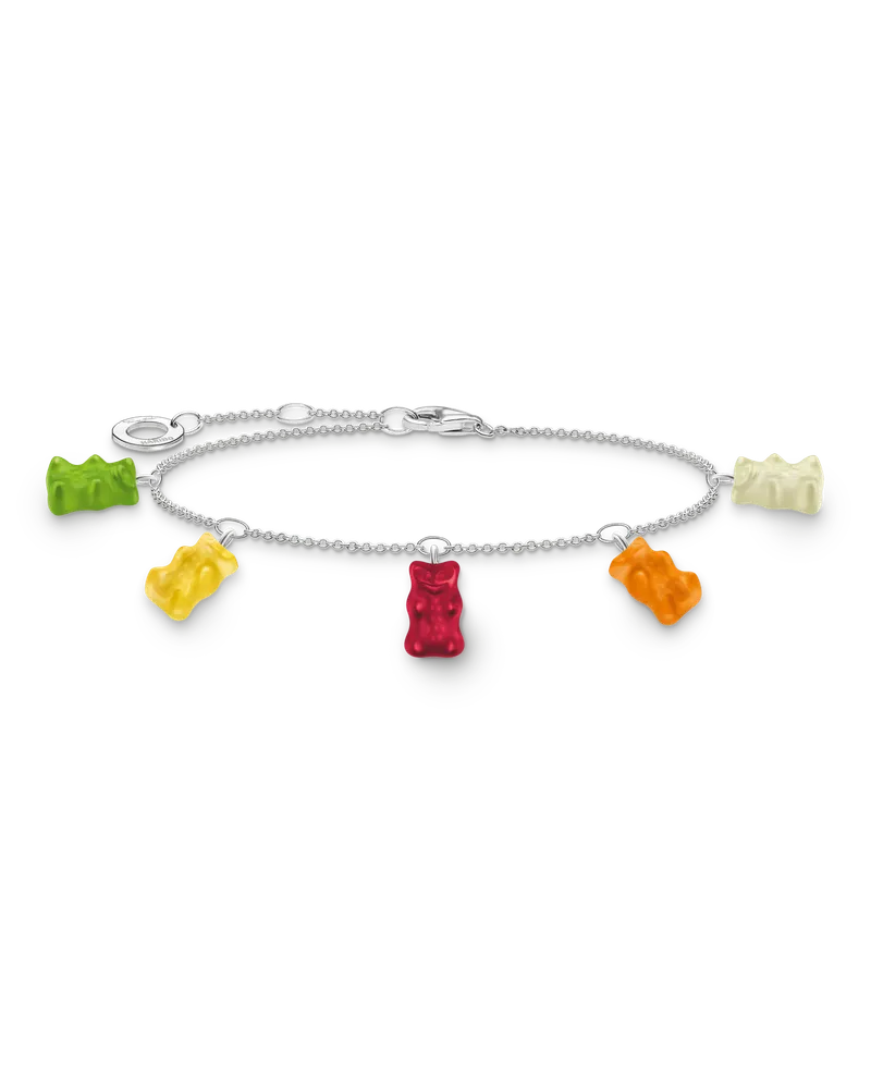 Thomas Sabo Damen Armband mit 5 bunten Goldbären Silber, Sterlingsilber / Glas Gelb