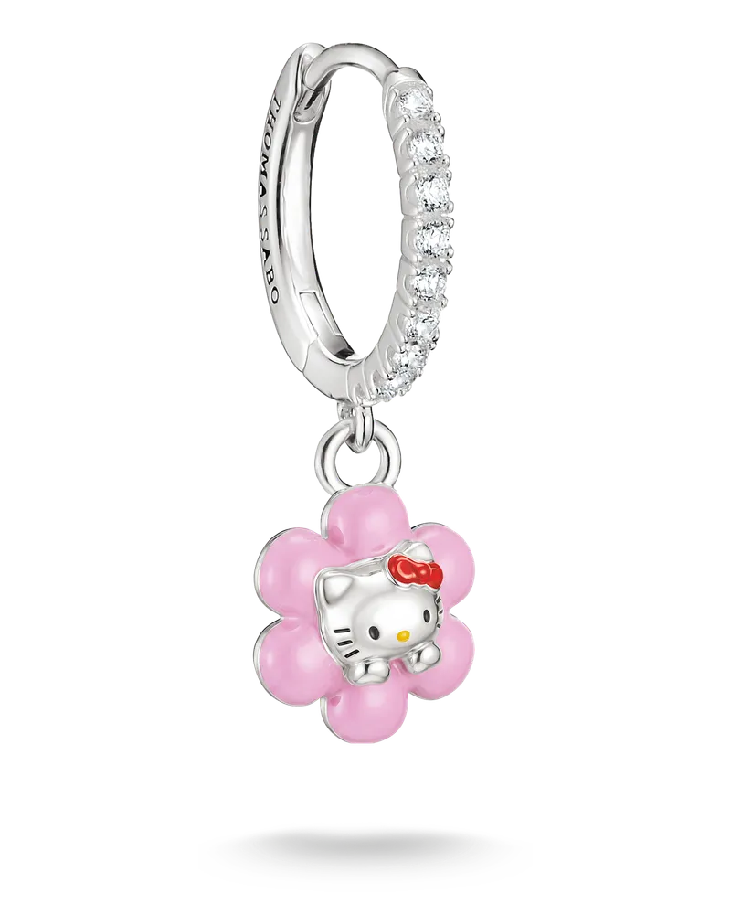 Thomas Sabo Damen Hello Kitty Single-Creole Blume mit weißem Zirkonia, M06 Gelb
