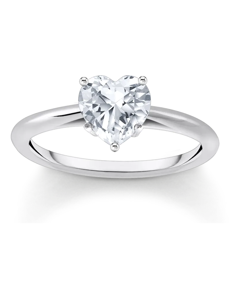 Thomas Sabo Ring mit weißem Stein in Herzform Silber Silberfarben
