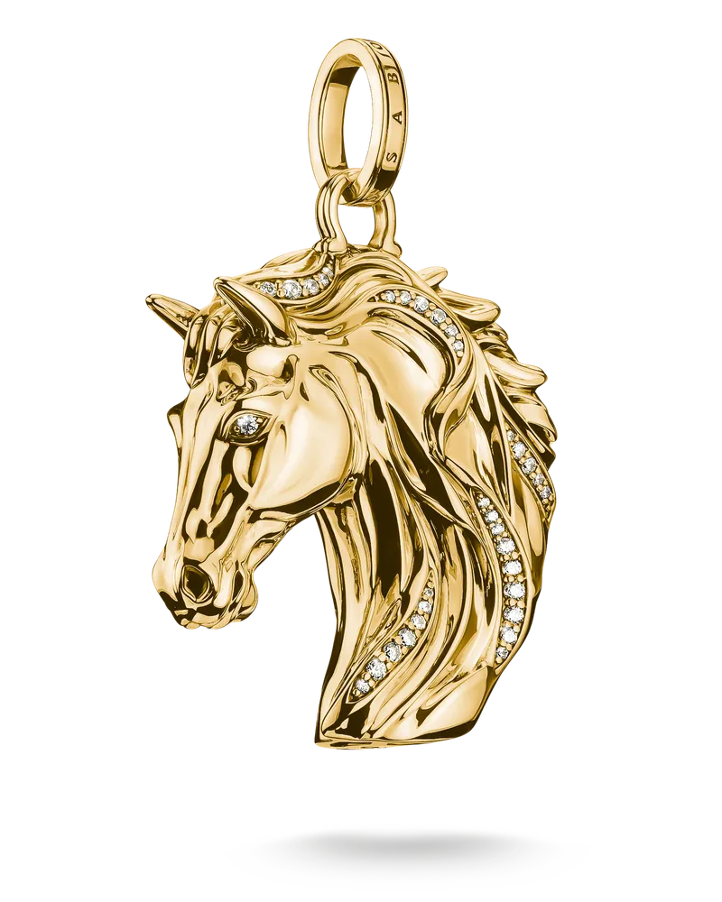 Thomas Sabo Damen Elyndra Pferdeanhänger mit Zirkonia 18k Vergoldung, Sterlingsilber Gelbgold vergoldet Gelbgoldfarben