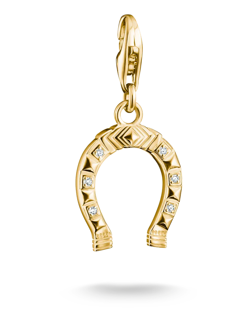 Thomas Sabo Charm Hufeisen mit weißem Zirkonia – Original weiß 2234-M01-14 Gelbgoldfarben