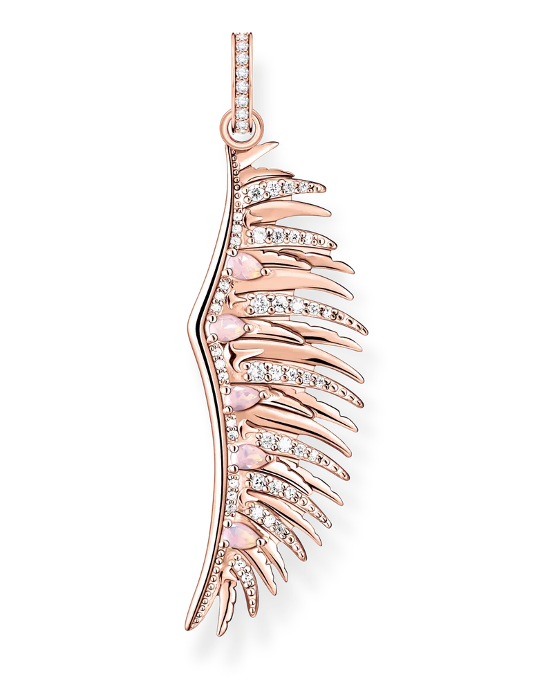 Thomas Sabo Damen Anhänger Phönix-Flügel mit rosa Steinen roségold, 925 Sterlingsilber vergoldet Roségold/ Glas-Keramik Stein Pink