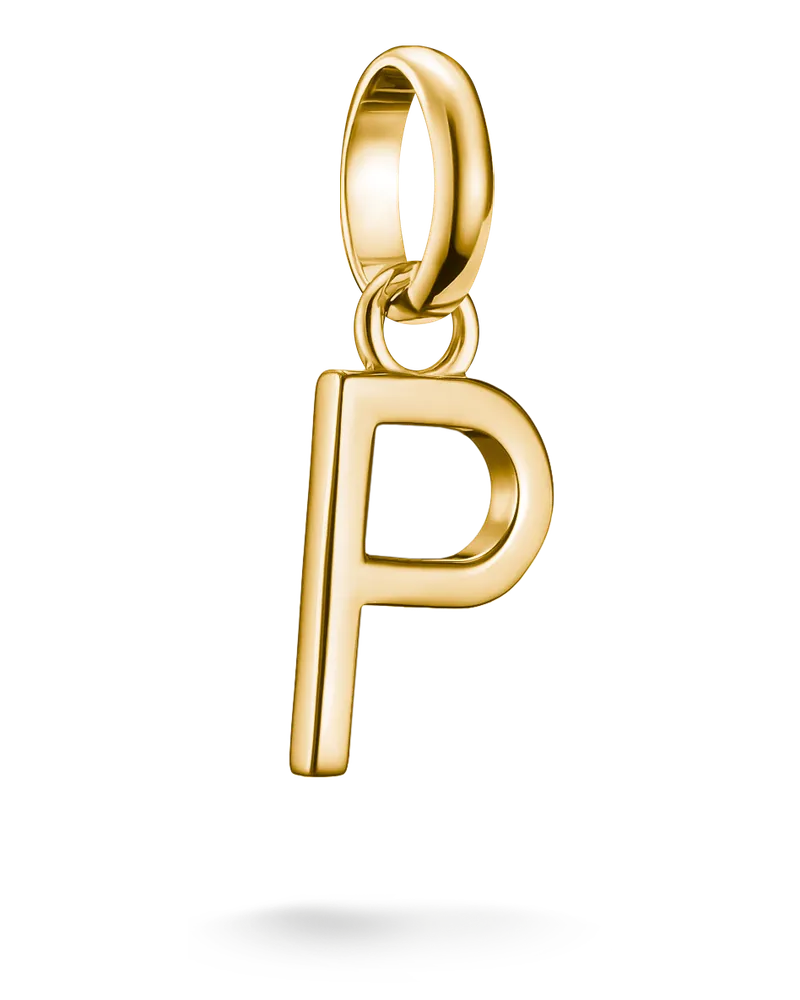 Thomas Sabo Damen Charm-Anhänger Buchstabe P Connect vergoldet, Sterlingsilber Gelbgold vergoldet Gelbgoldfarben