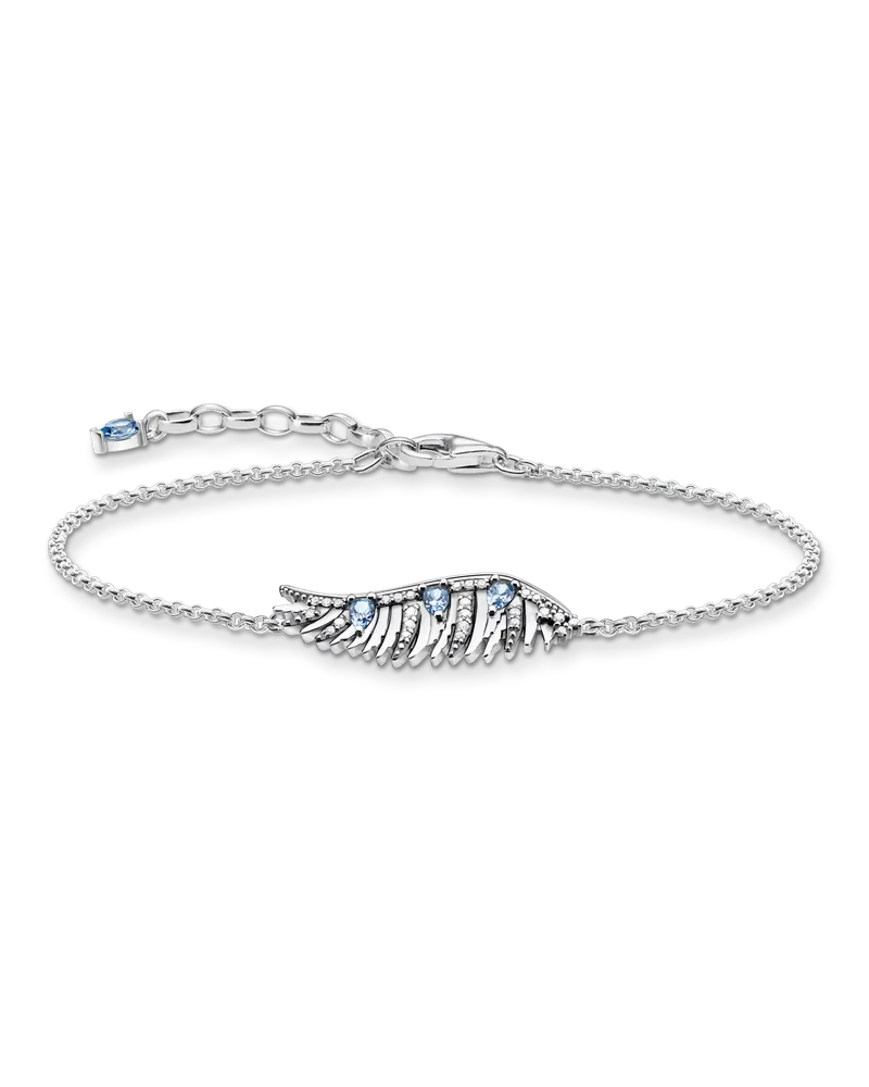 Thomas Sabo Damen Armband Phönix-Flügel mit blauen Steinen silber, Sterlingsilber Hellblau