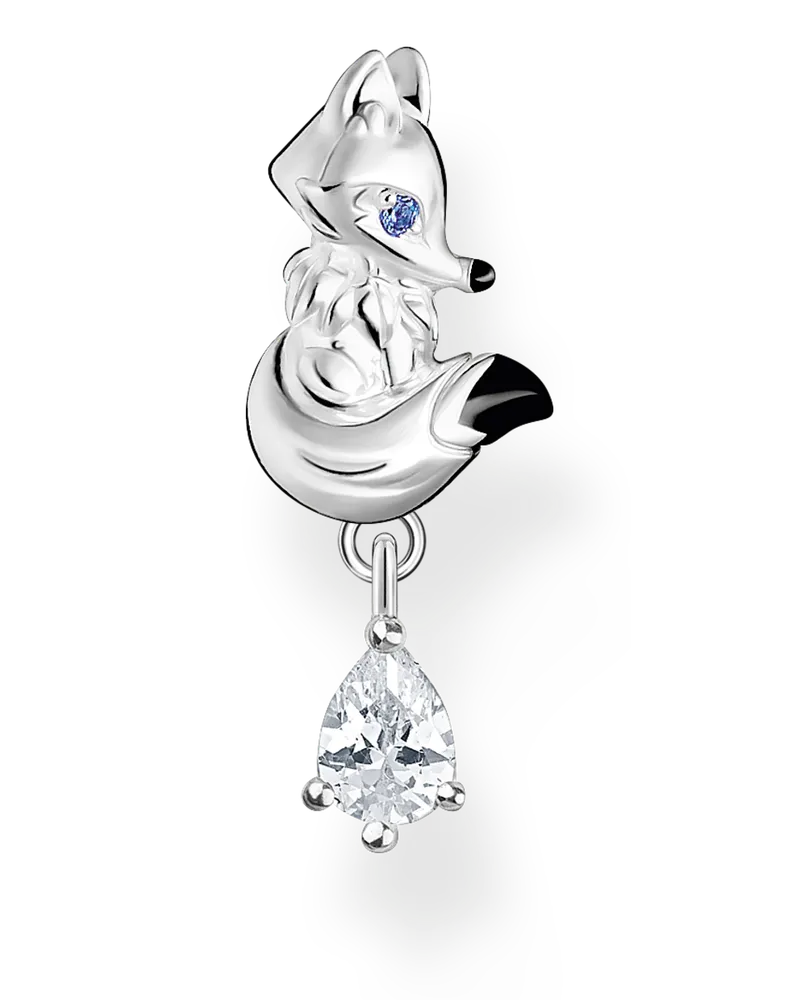 Thomas Sabo Damen Einzel Ohrstecker Fuchs mit weißem Stein silber, Sterlingsilber, Charming Collection Blau