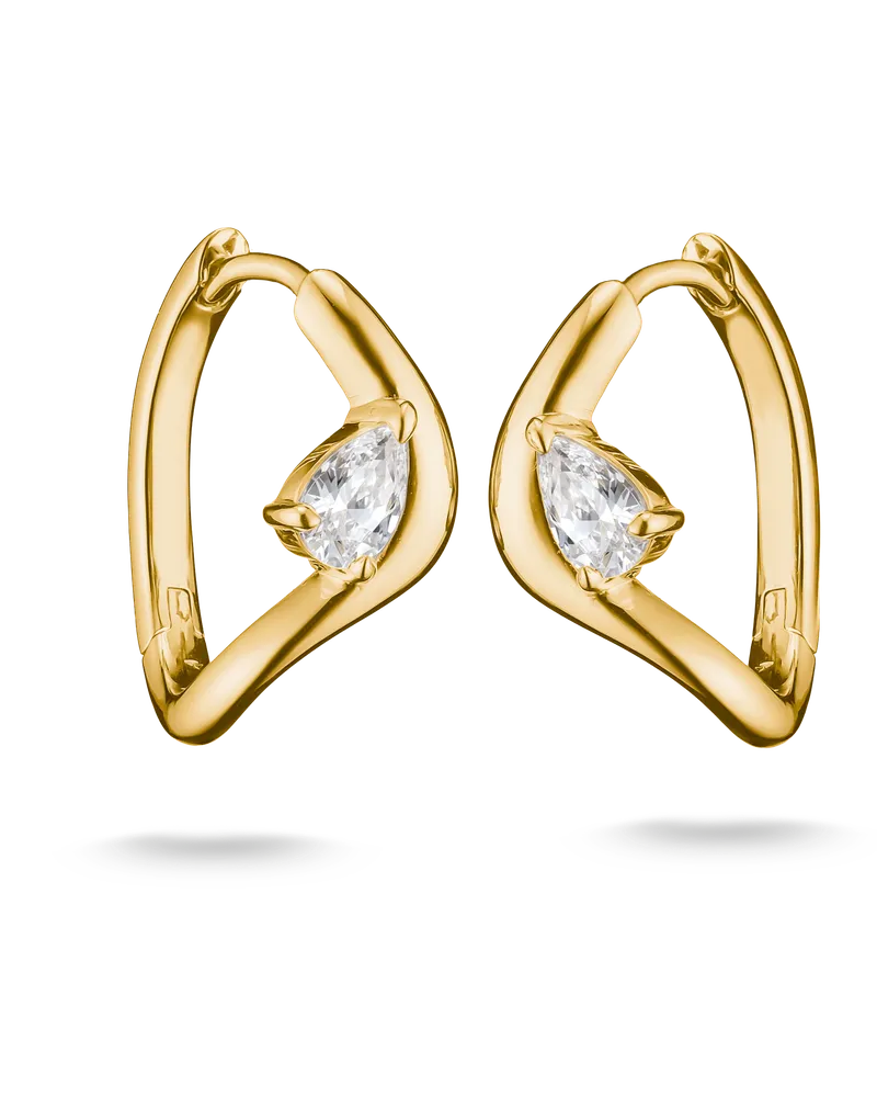 Thomas Sabo Damen Creolen mit weißem Zirkonia in Tropfenform, M01 Gelbgoldfarben