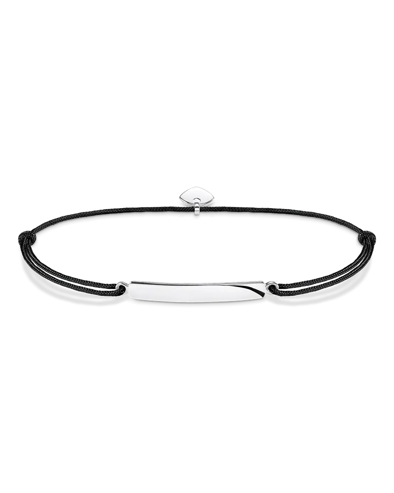 Thomas Sabo Damen Armband Little Secret klassisch mit Gravur, Sterlingsilber Schwarz