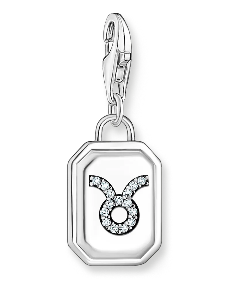 Thomas Sabo Damen Charm-Anhänger Sternzeichen Stier mit Steinen Silber, Sterlingsilber, Charm Club Collection Silberfarben