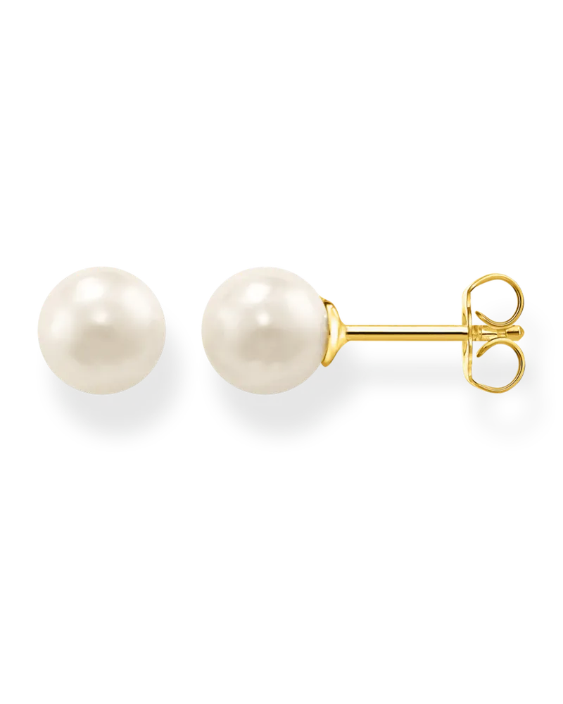 Thomas Sabo Damen Ohrstecker Perle gold, Sterlingsilber Gelbgold vergoldet Gelbgoldfarben