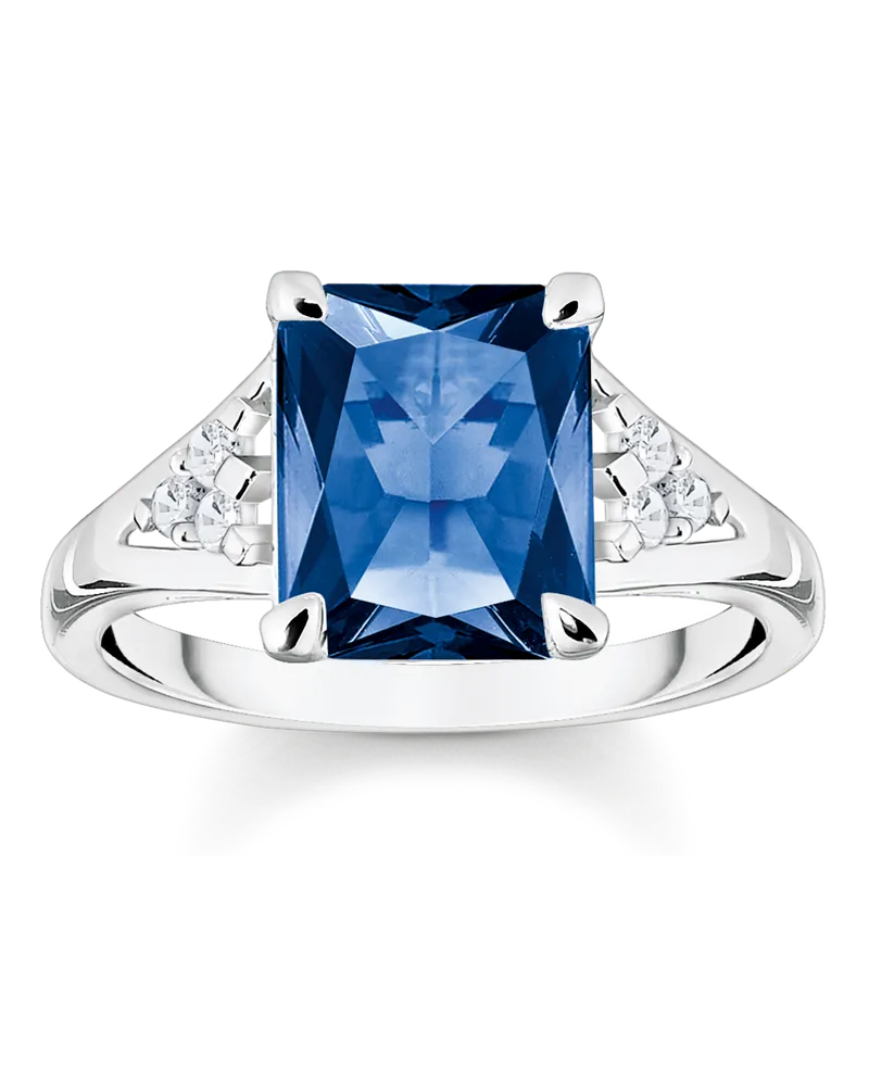 Thomas Sabo Damen Ring mit blauen und weißen Steinen Silber, Sterlingsilber Dunkelblau