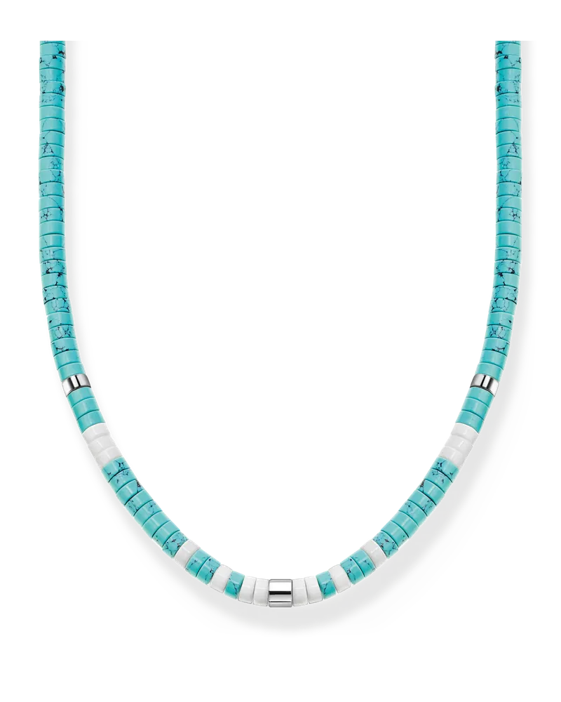 Thomas Sabo Damen Kette mit türkisen Steinen, 058, Charming Collection Silberfarben