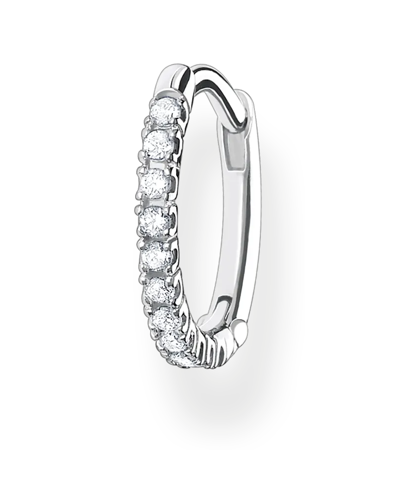 Thomas Sabo Damen Einzel Creole weiße Steine silber, Sterlingsilber, Charming Collection Silberfarben