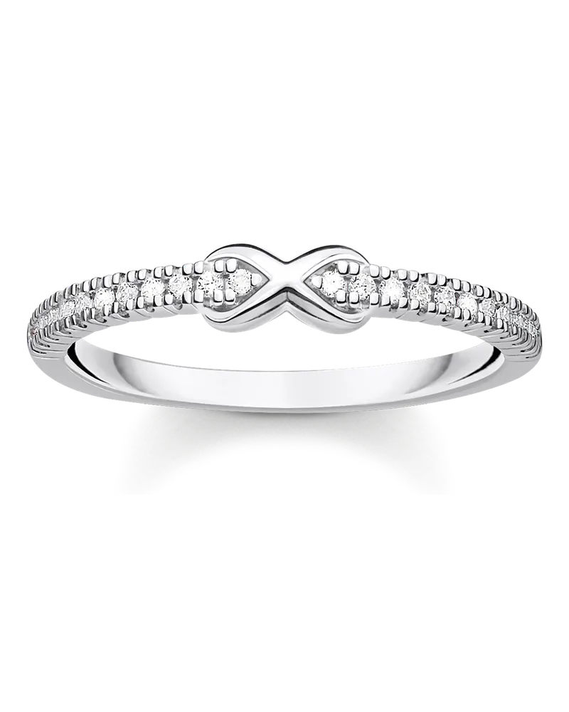 Thomas Sabo Damen Ring Infinity mit weißen Steinen silber, Sterlingsilber, Charming Collection Silberfarben