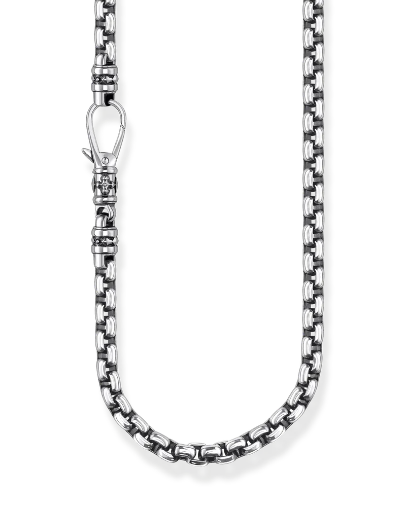 Thomas Sabo Herren Kette Glieder Kreuz silber Stärke 5 mm, Sterlingsilber geschwärzt Silberfarben