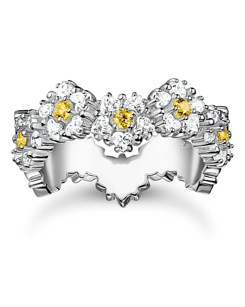 Thomas Sabo Damen Ring Blume Lovely Daisy mit Steinen Silber, Sterlingsilber Silberfarben