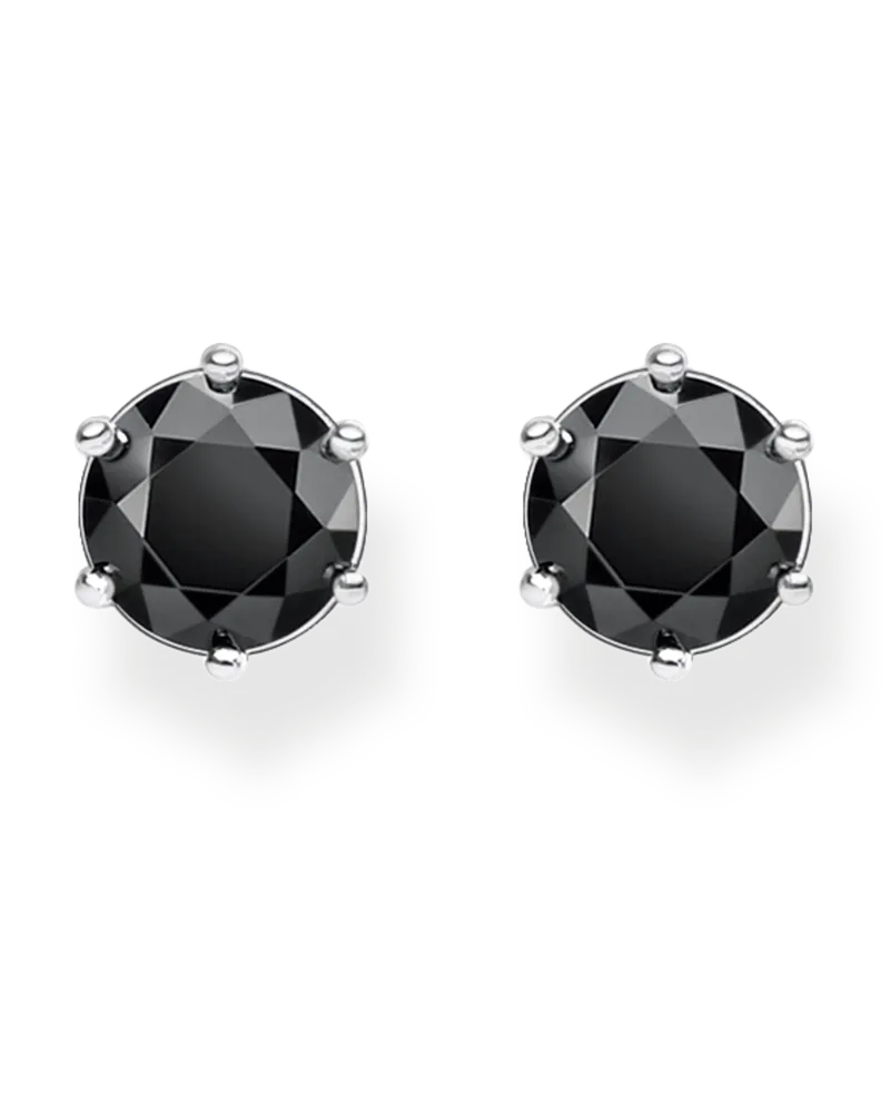 Thomas Sabo Damen Ohrstecker schwarzer Stein, Sterlingsilber Schwarz