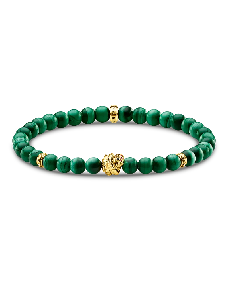 Thomas Sabo Armband grüne Steine mit Schlange Gelbgoldfarben