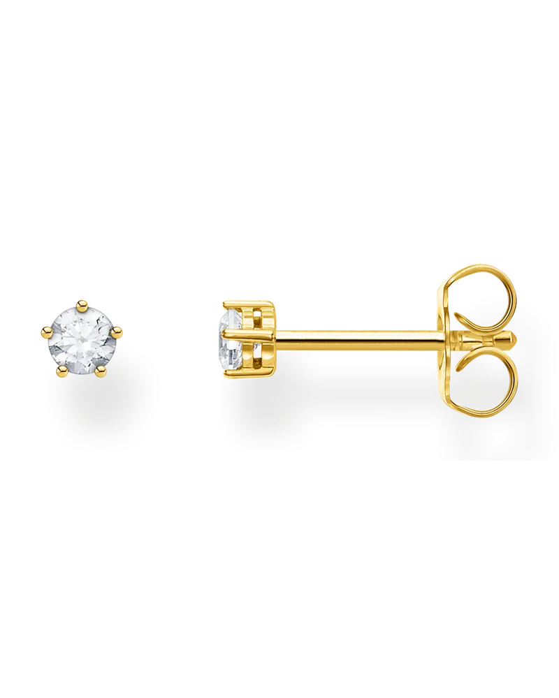 Thomas Sabo Damen Einzel Ohrstecker weißer Stein gold, Sterlingsilber Gelbgold vergoldet, Charming Collection Gelbgoldfarben