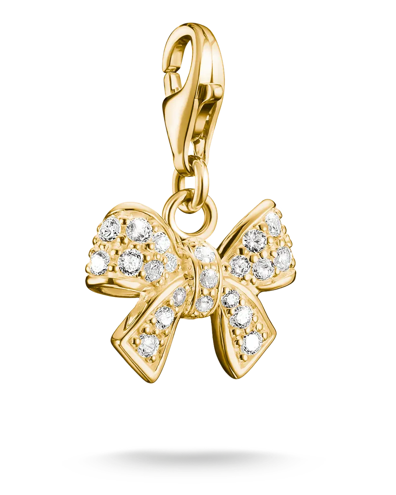 Thomas Sabo Charm Schleife mit weißem Zirkonia – Original weiß 0843-M01-14 Gelbgoldfarben