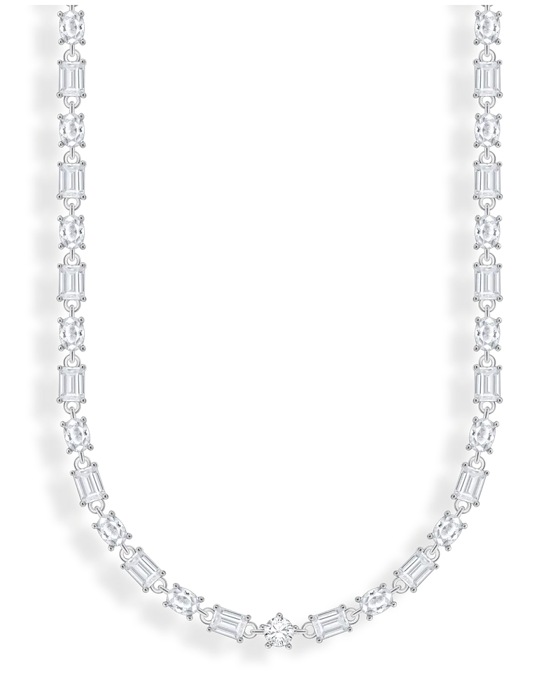 Thomas Sabo Damen Choker-Kette mit weißen Steinen Silber, Sterlingsilber Silberfarben