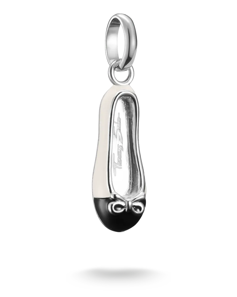 Thomas Sabo Damen Charm-Anhänger Ballerina Cremeweiß Connect Silber, Sterlingsilber Schwarz