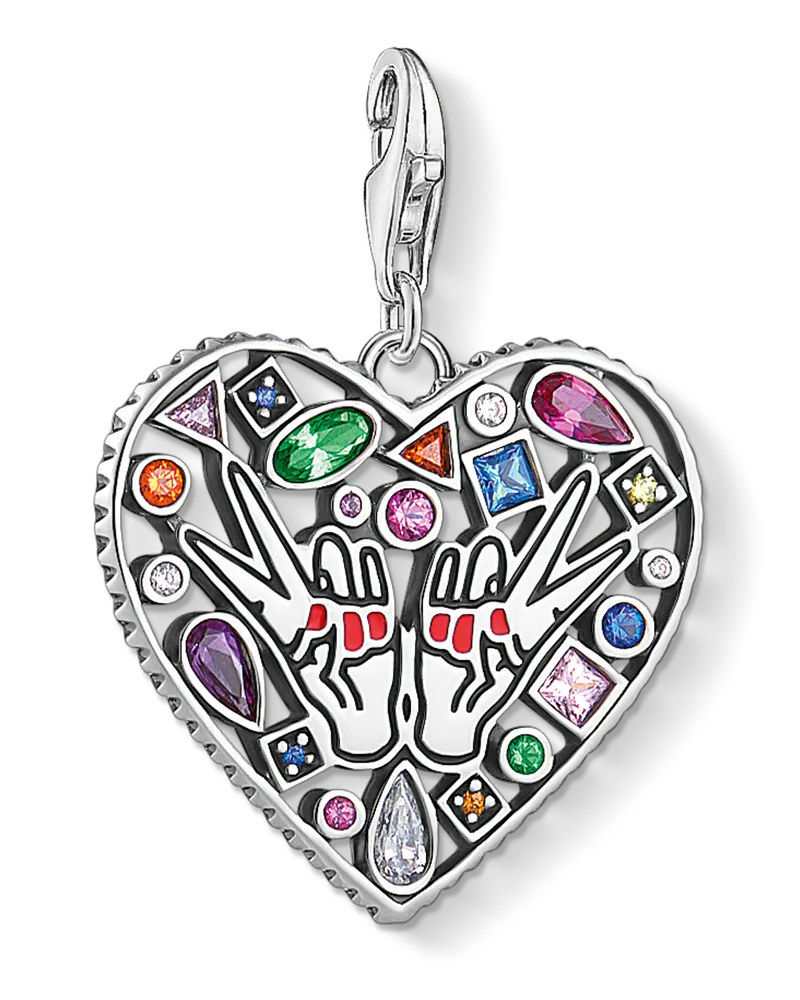Thomas Sabo Damen Charm-Anhänger Love und Peace, Sterlingsilber geschwärzt, Charm Club Collection Blau
