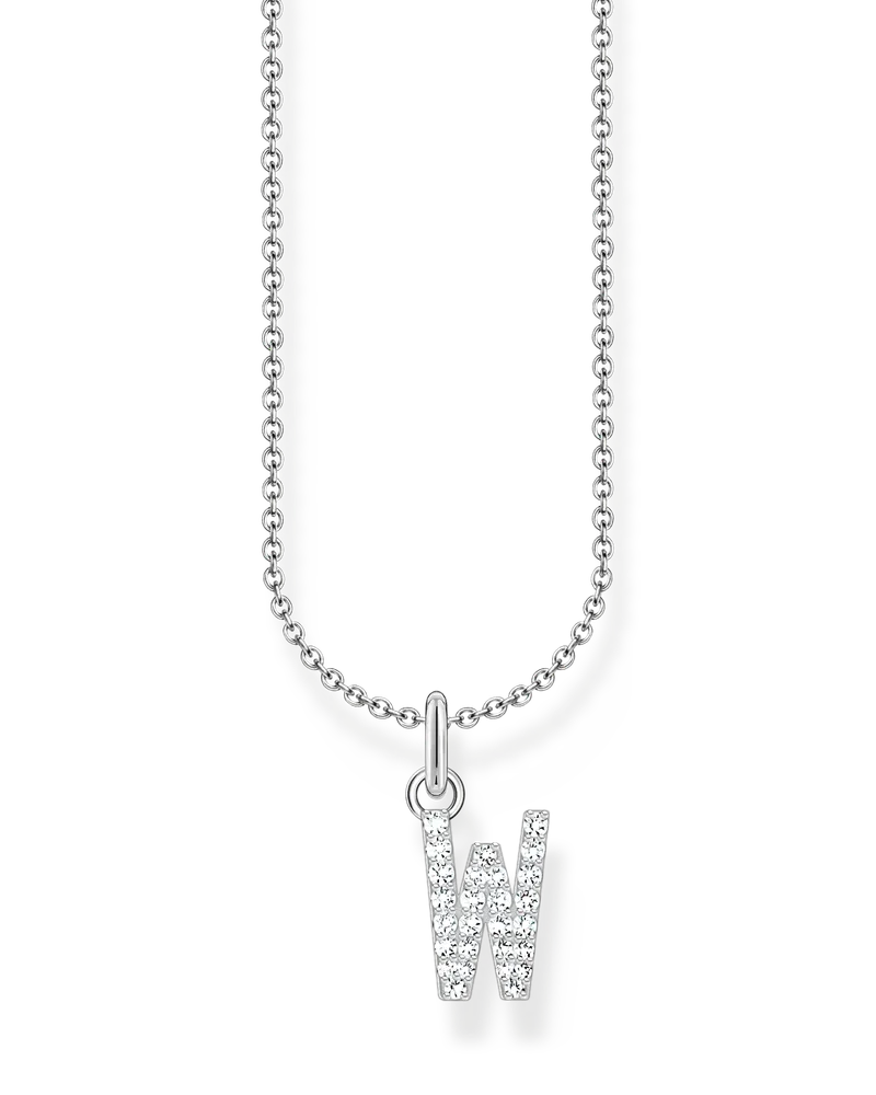 Thomas Sabo Damen Kette mit Buchstaben-Anhänger W Silber, Sterlingsilber, Charming Collection Silberfarben