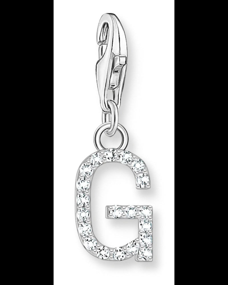 Thomas Sabo Charm-Anhänger Buchstabe G mit weißen Steinen Silber Silberfarben