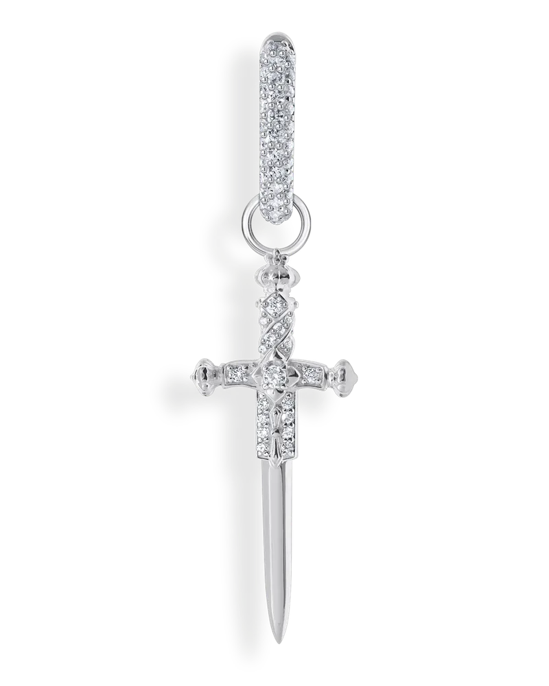 Thomas Sabo Herren Einzel-Creole Schwert mit weißen Steinen Silber, Sterlingsilber Silberfarben