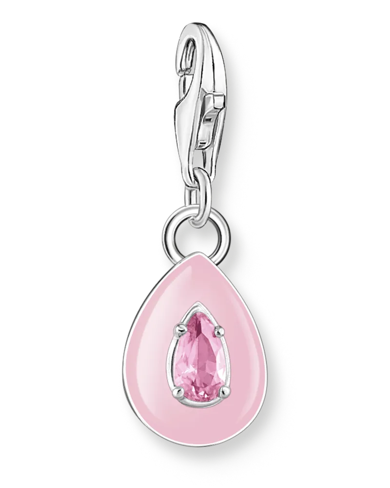Thomas Sabo Damen Charm-Anhänger pinker Tropfen Silber, Sterlingsilber, Charm Club Collection Pink