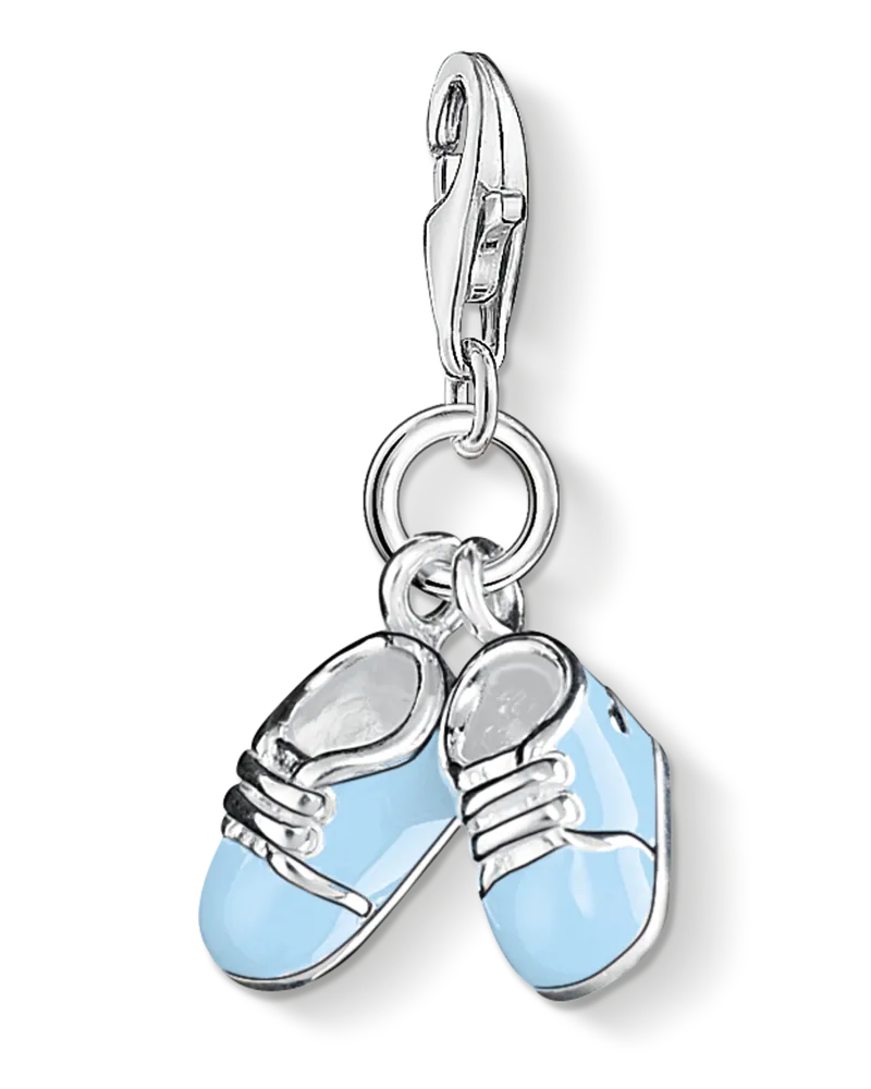 Thomas Sabo Damen Charm-Anhänger Blaue Babyschuhe, Sterlingsilber, Charm Club Collection Blau
