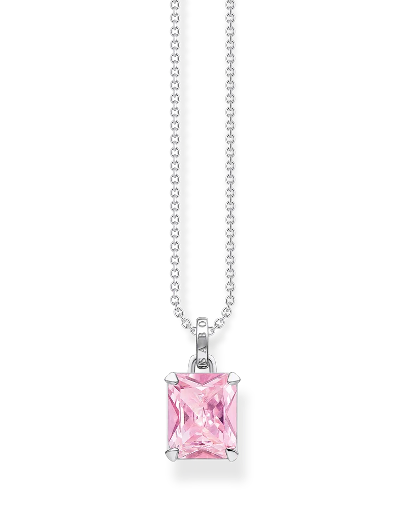 Thomas Sabo Damen Kette mit pinkem Stein Silber, Sterlingsilber Pink