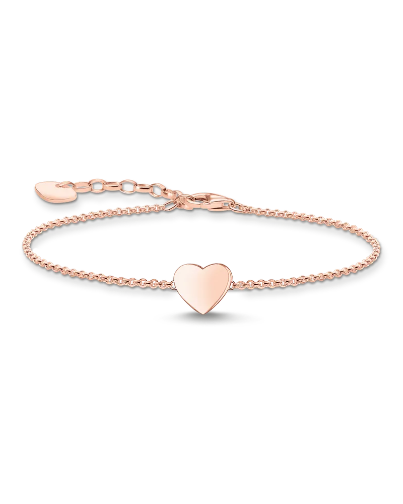 Thomas Sabo Damen Armband Herz roségold mit Gravur, Sterlingsilber Roségold vergoldet Roségoldfarben