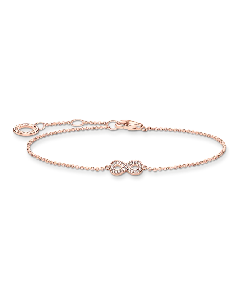 Thomas Sabo Damen Armband Infinity roségold, Sterlingsilber Roségold vergoldet, Charming Collection Roségoldfarben