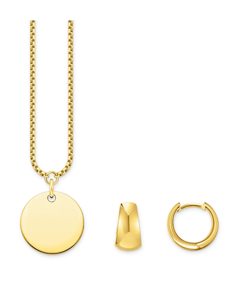 Thomas Sabo Herren Schmuck-Set Kette Coin & Creolen vergoldet 