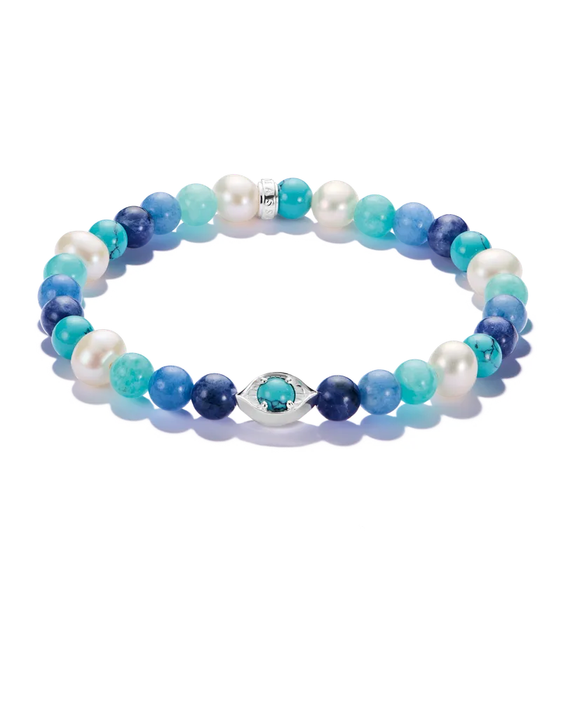 Thomas Sabo Damen Armband mit Perlen und mehrfarbigen Steinen, 587 Dunkelblau
