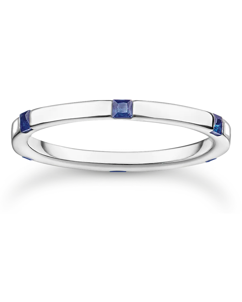 Thomas Sabo Damen Ring mit blauen Steinen silber, Sterlingsilber, Charming Collection Dunkelblau