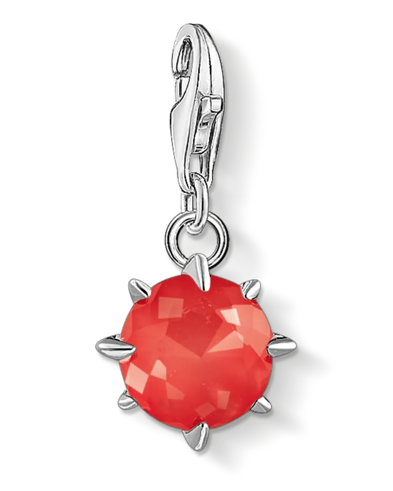 Thomas Sabo Damen Charm-Anhänger Geburtsstein Juli, Sterlingsilber, Charm Club Collection Rot