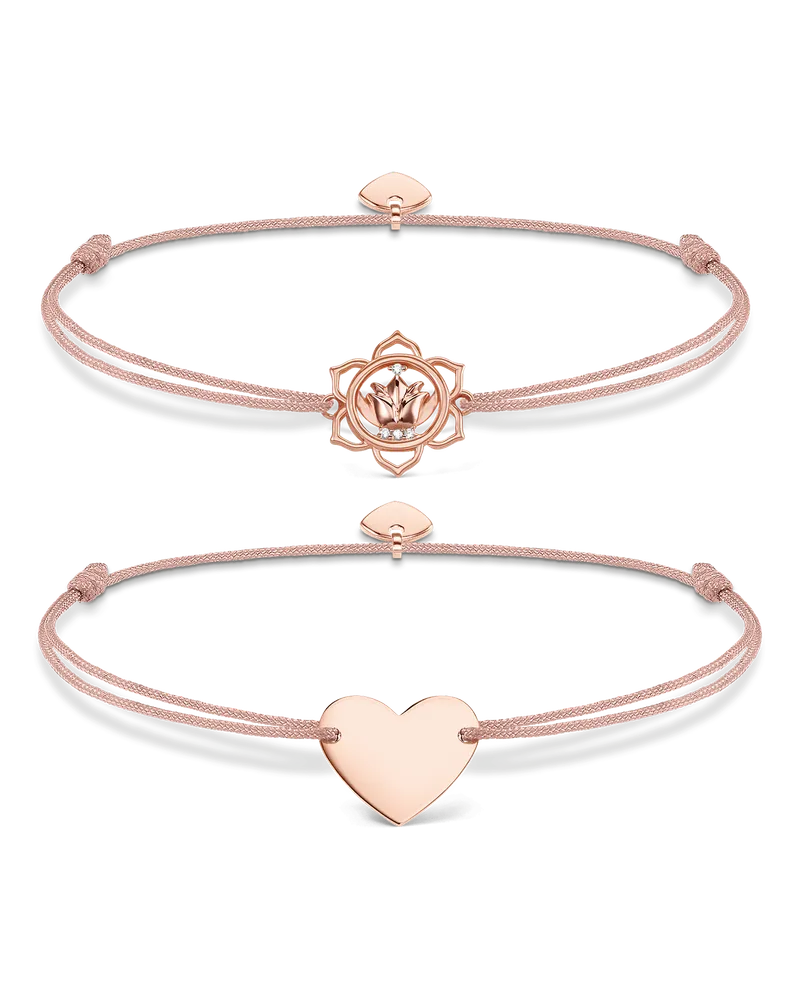 Thomas Sabo Damen Armband Set ''Little Secret'', Sterlingsilber Roségold vergoldet Beige