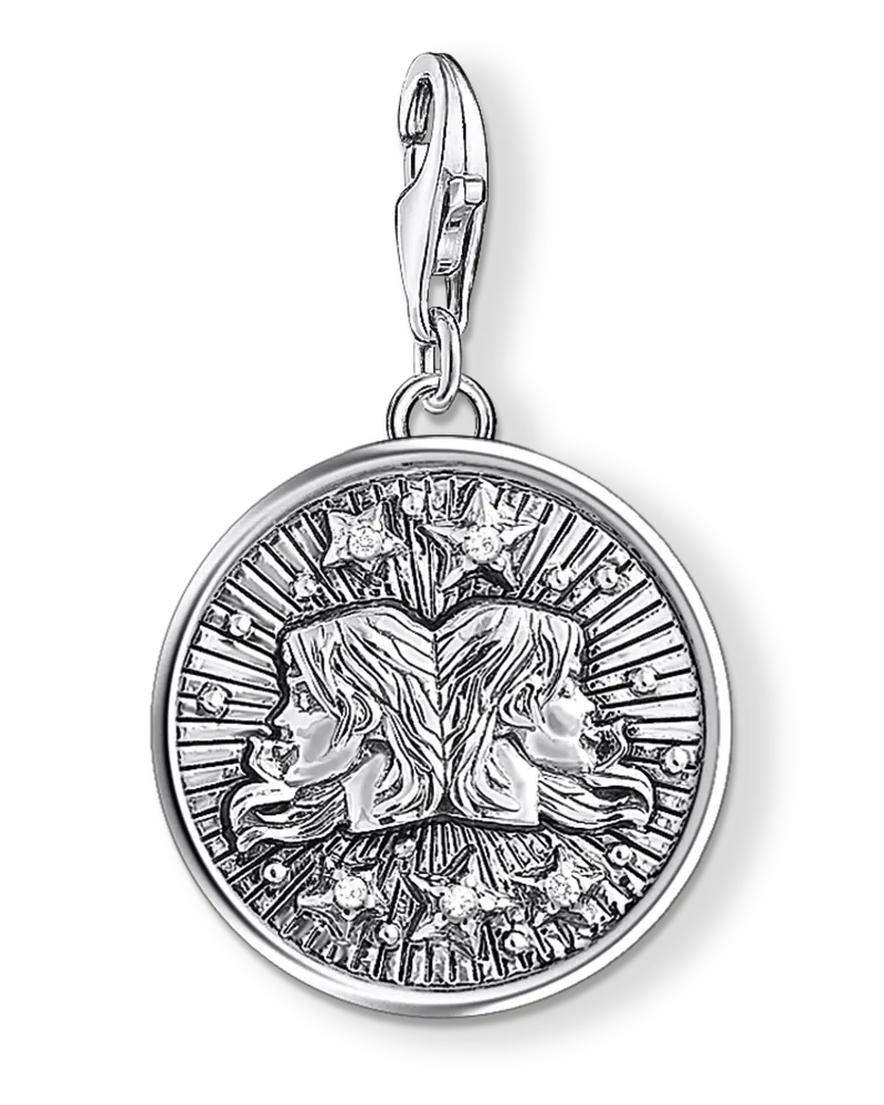 Thomas Sabo Herren Charm-Anhänger Sternzeichen Zwilling, Sterlingsilber, Charm Club Collection Silberfarben