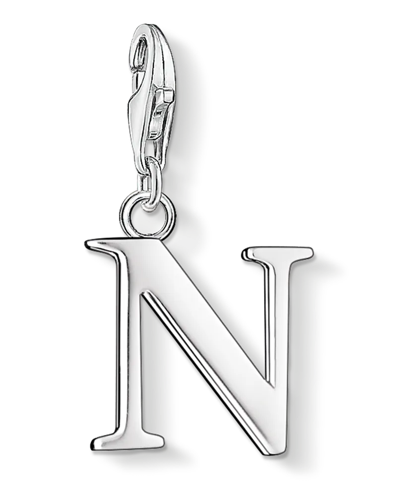 Thomas Sabo Damen Charm-Anhänger Buchstabe N, Sterlingsilber, Charm Club Collection Silberfarben