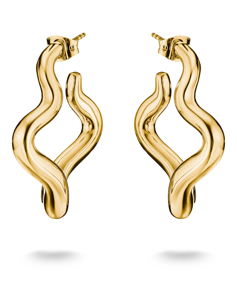 Thomas Sabo Damen Creolen in Wellenform, M01 Gelbgoldfarben