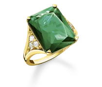 Ring mit grünen und weißen Steinen vergoldet