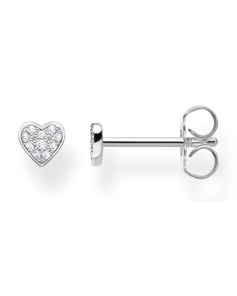 Thomas Sabo Damen Einzel Ohrstecker Herz Pavé silber, Sterlingsilber, Charming Collection Silberfarben